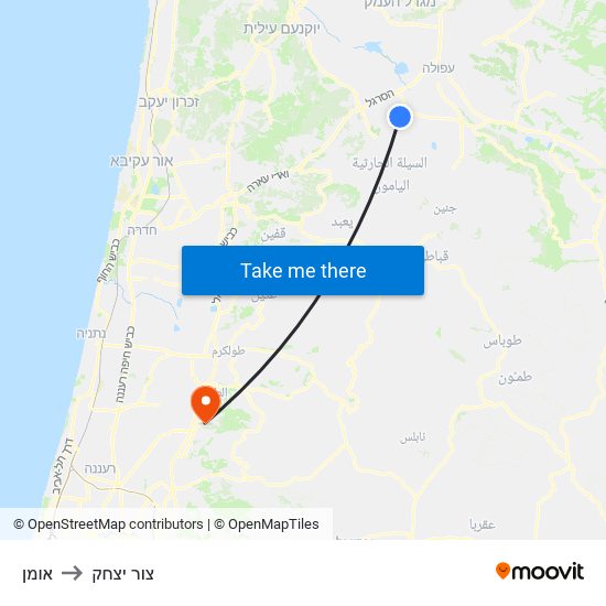 אומן to צור יצחק map