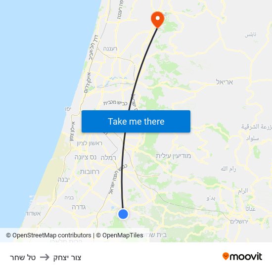 טל שחר to צור יצחק map