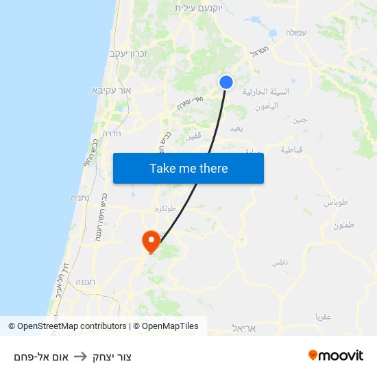 אום אל-פחם to צור יצחק map