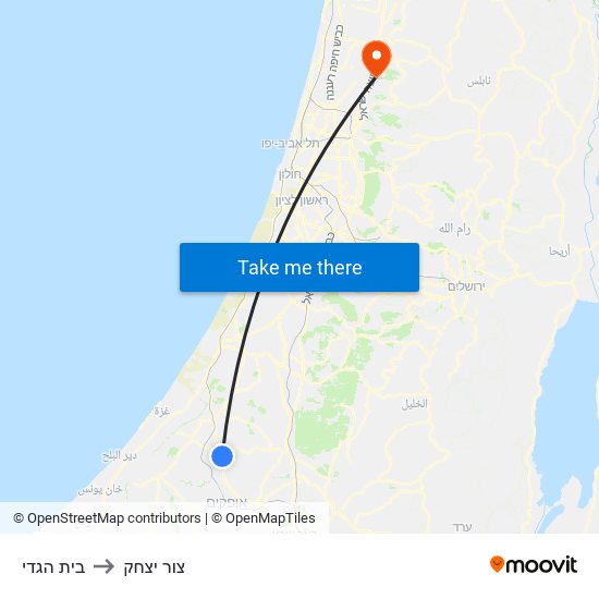 בית הגדי to צור יצחק map