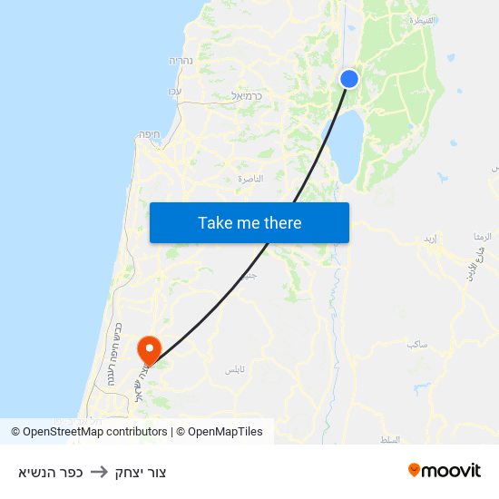 כפר הנשיא to צור יצחק map