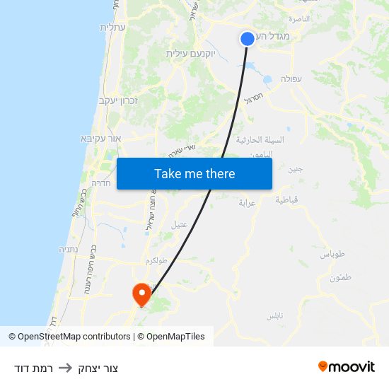 רמת דוד to צור יצחק map