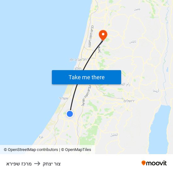 מרכז שפירא to צור יצחק map