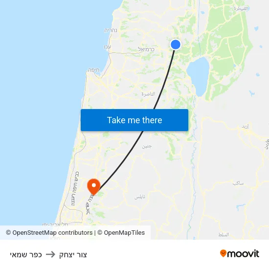 כפר שמאי to צור יצחק map