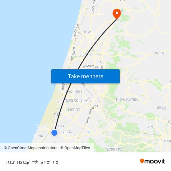 קבוצת יבנה to צור יצחק map