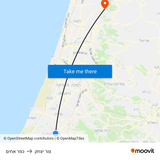 כפר אחים to צור יצחק map