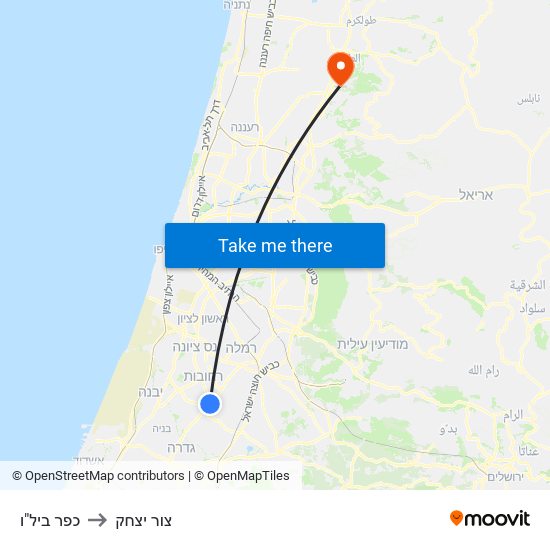 כפר ביל"ו to צור יצחק map