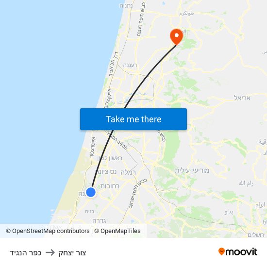 כפר הנגיד to צור יצחק map