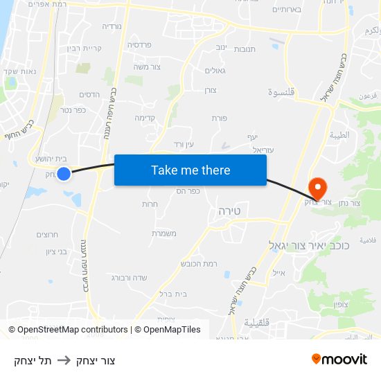 תל יצחק to צור יצחק map