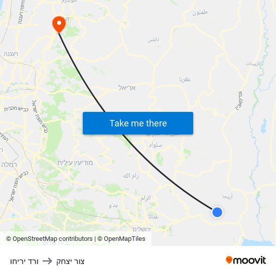 ורד יריחו to צור יצחק map