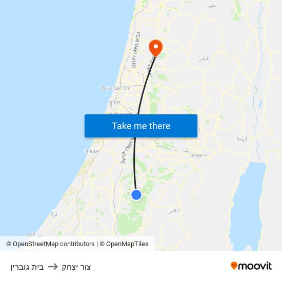 בית גוברין to צור יצחק map