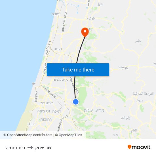 בית נחמיה to צור יצחק map