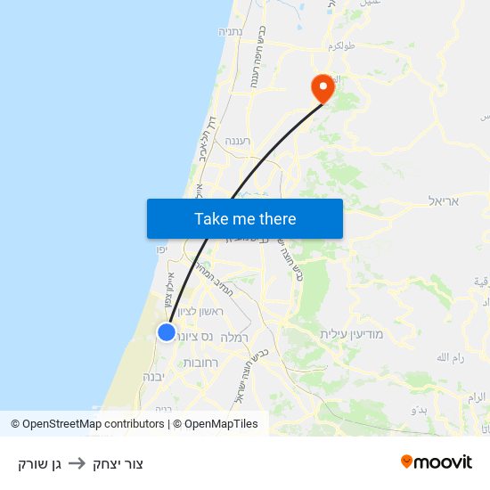 גן שורק to צור יצחק map