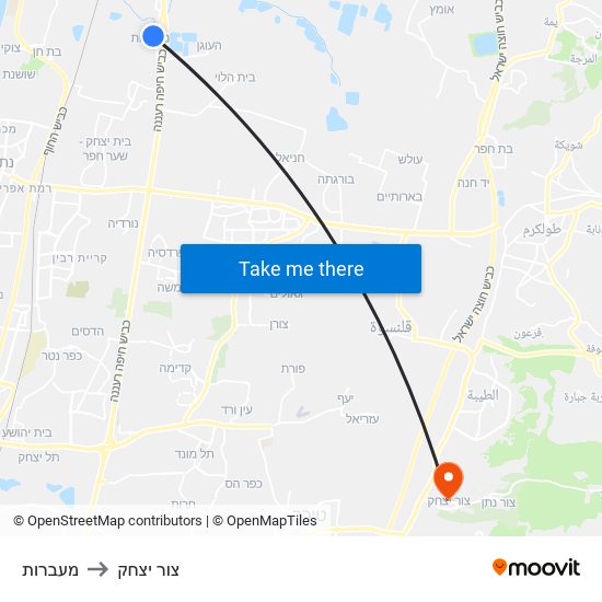 מעברות to צור יצחק map