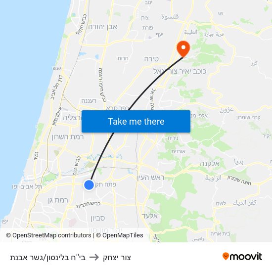 בי''ח בלינסון/גשר מבצע ארנון to צור יצחק map