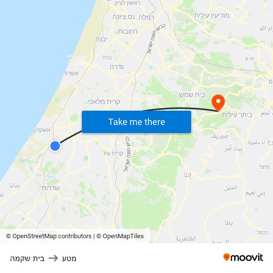 בית שקמה to מטע map