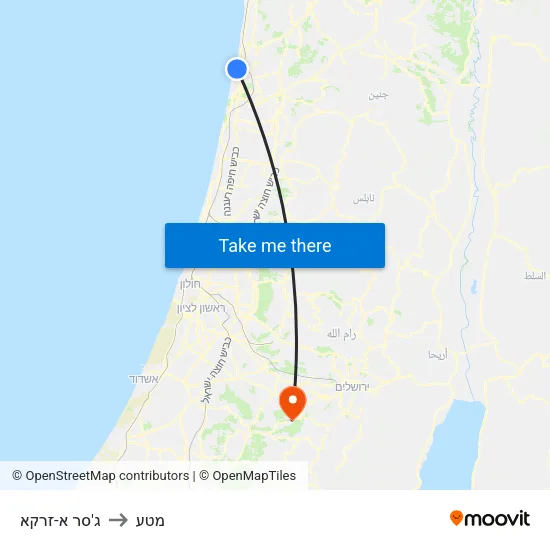 ג'סר א-זרקא to מטע map