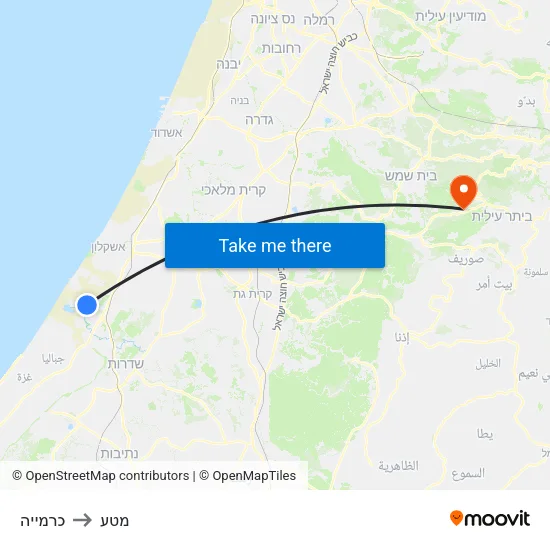 כרמייה to מטע map