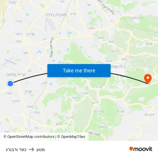 כפר ורבורג to מטע map