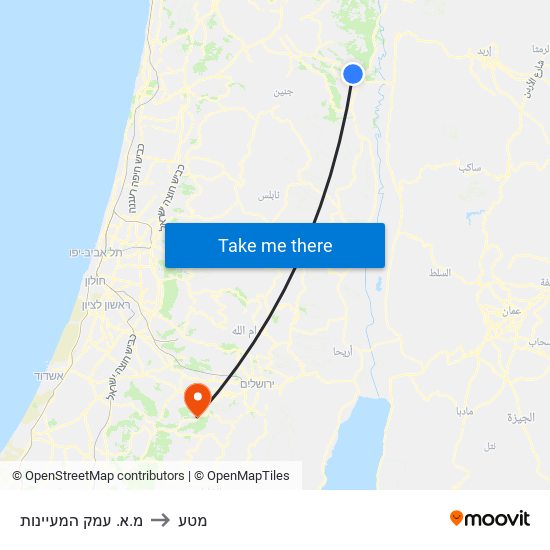 מ.א. עמק המעיינות to מטע map