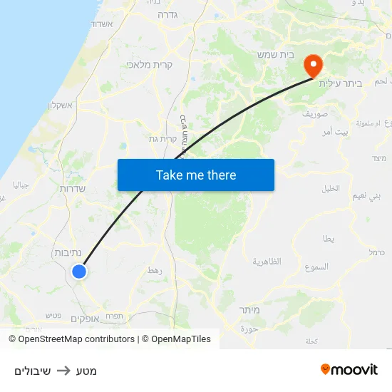 שיבולים to מטע map