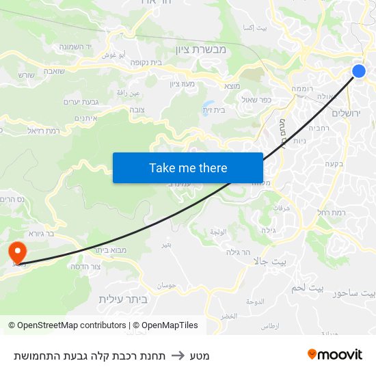 תחנת רכבת קלה גבעת התחמושת to מטע map