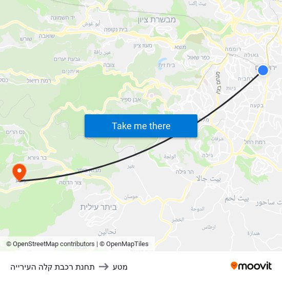 תחנת רכבת קלה העירייה to מטע map