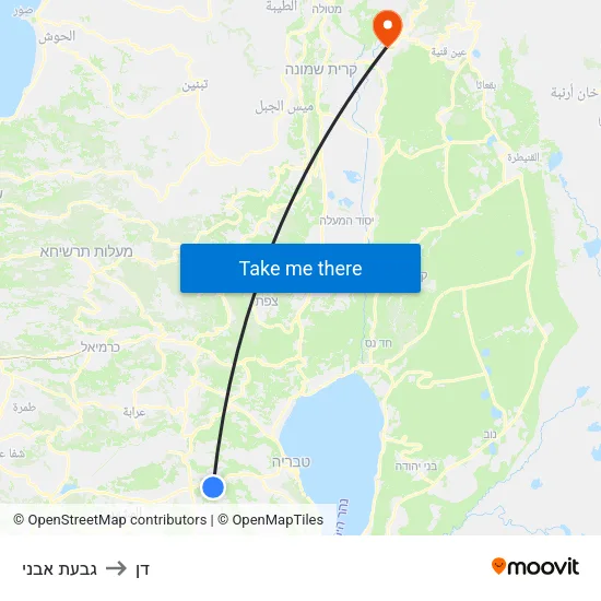 גבעת אבני to דן map