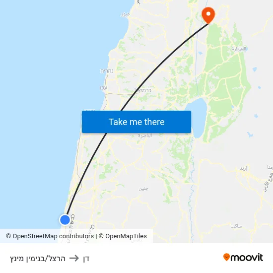 Herzl/Binyamin Mintz to Dan map