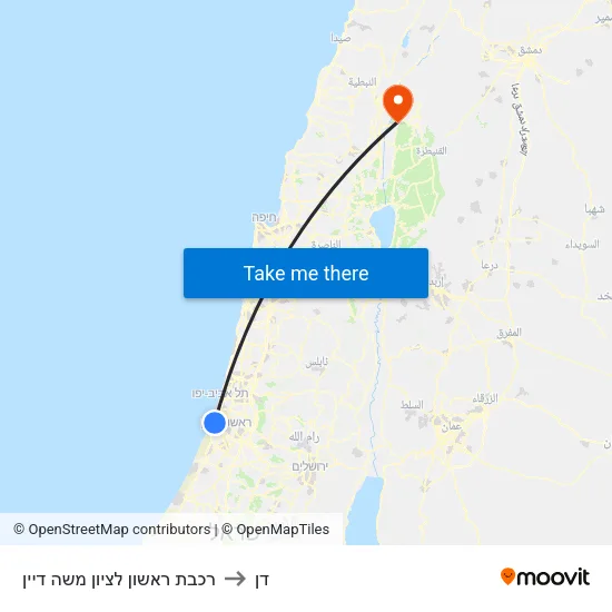 רכבת ראשון לציון משה דיין to דן map