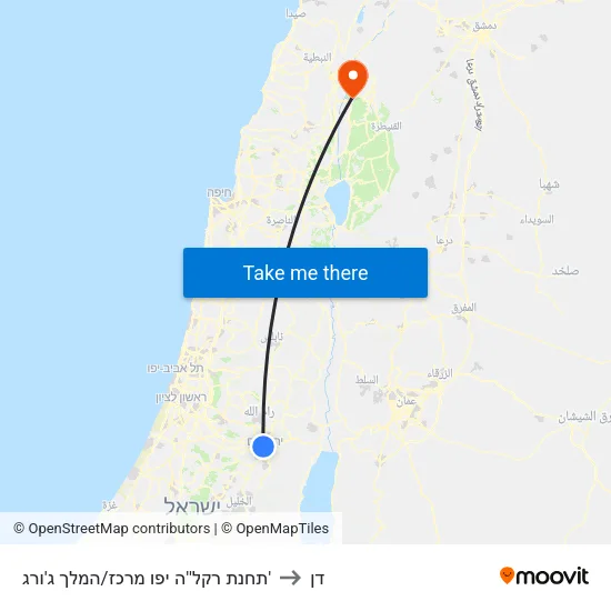 תחנת רקל''ה יפו מרכז/המלך ג'ורג' to דן map