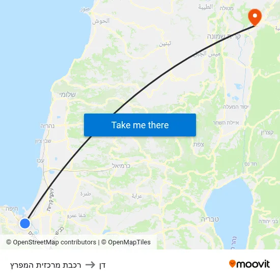 רכבת מרכזית המפרץ to דן map