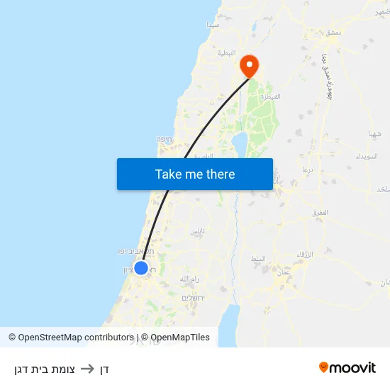 צומת בית דגן to דן map