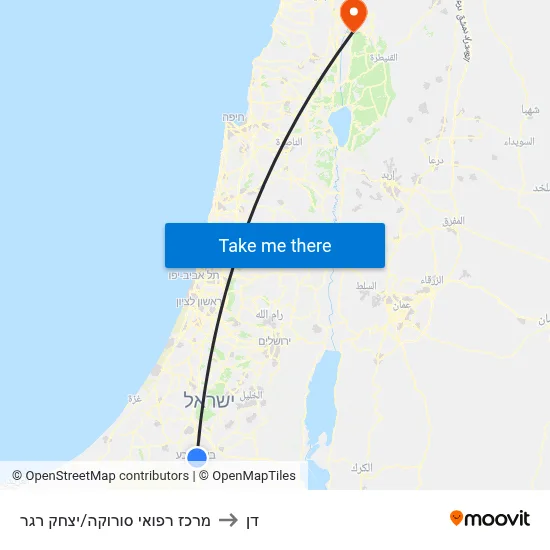 Soroka Medical Center/Yitzhak Rager to Dan map