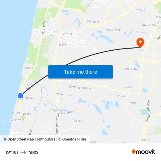 נעורים to מאור map