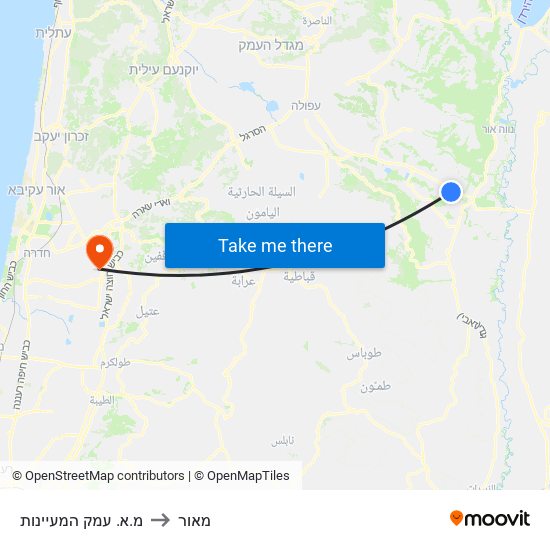 מ.א. עמק המעיינות to מאור map