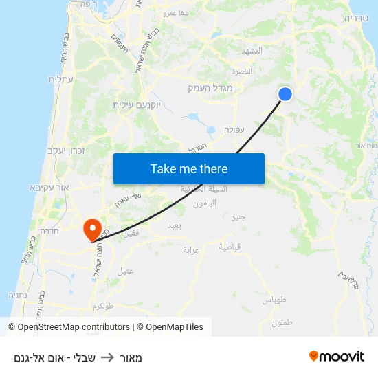 שבלי - אום אל-גנם to מאור map