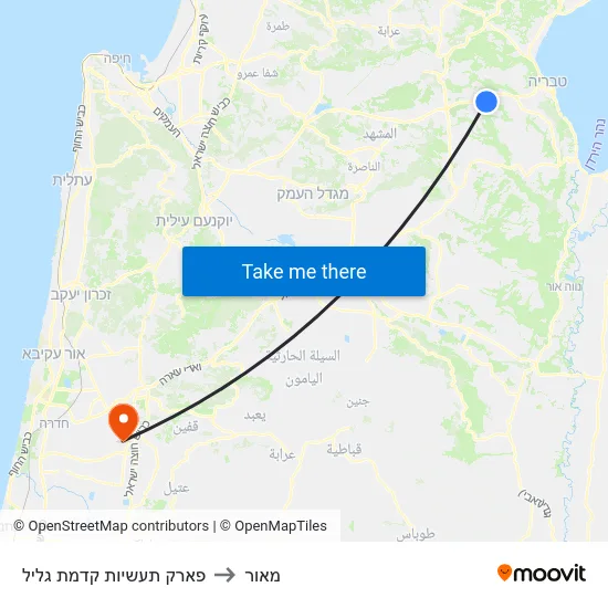 פארק תעשיות קדמת גליל to מאור map
