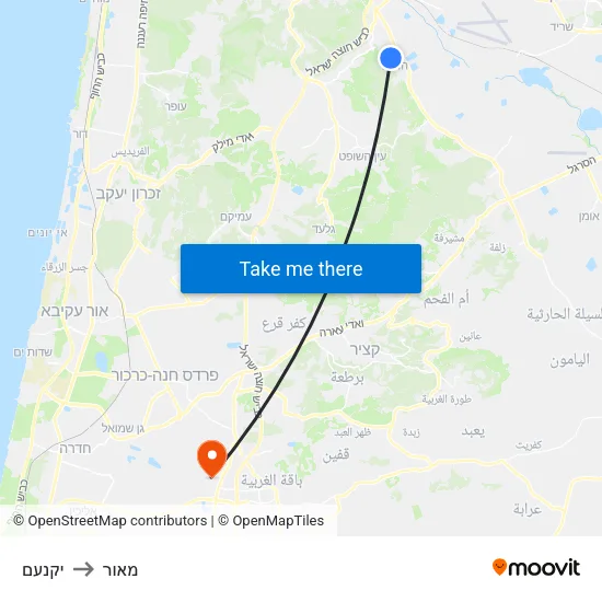 יקנעם to מאור map