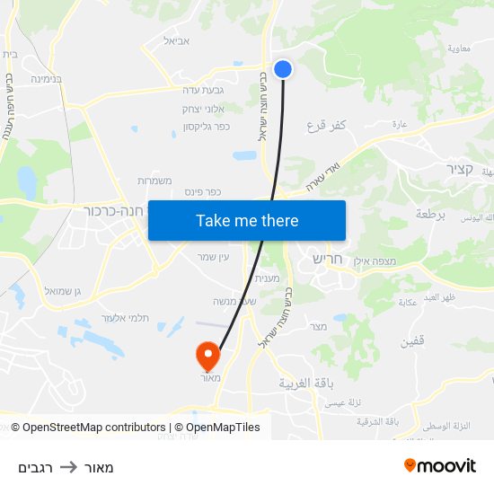 רגבים to מאור map