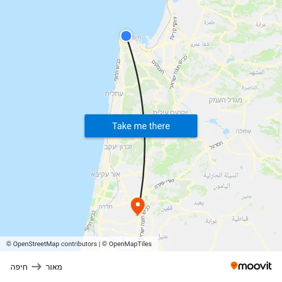 חיפה to מאור map