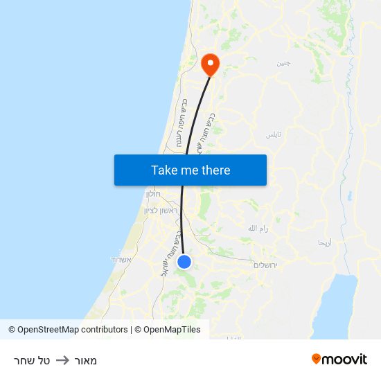 טל שחר to מאור map