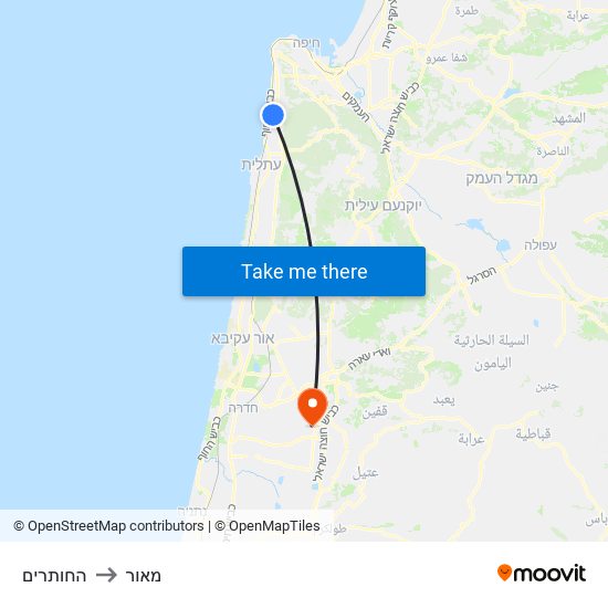 החותרים to מאור map