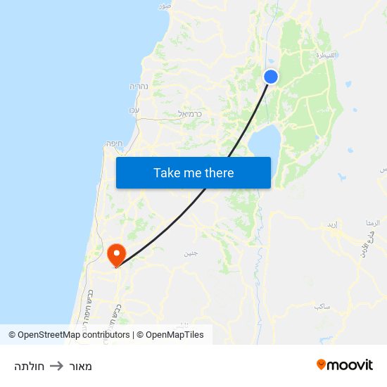 חולתה to מאור map