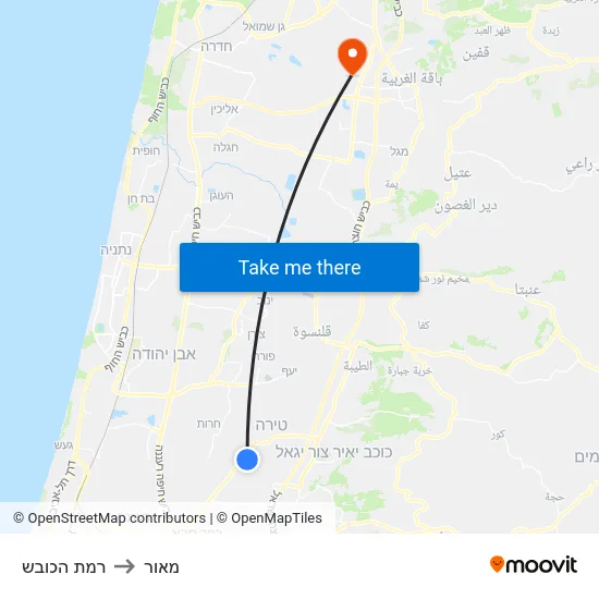 רמת הכובש to מאור map