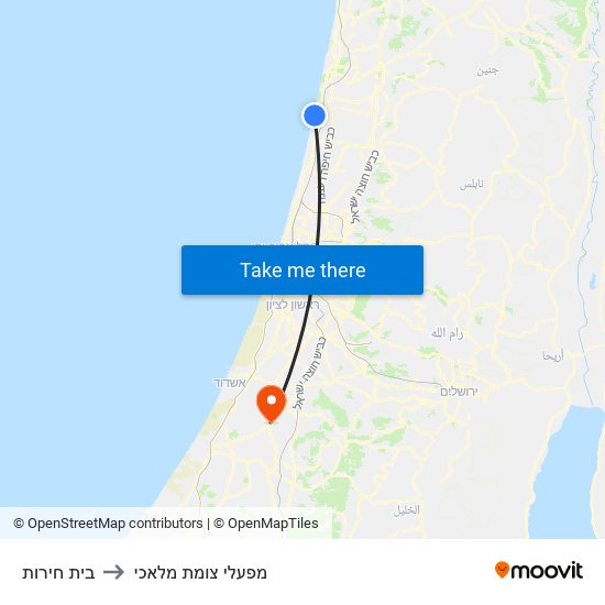 בית חירות to מפעלי צומת מלאכי map