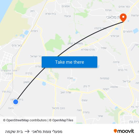 בית שקמה to מפעלי צומת מלאכי map