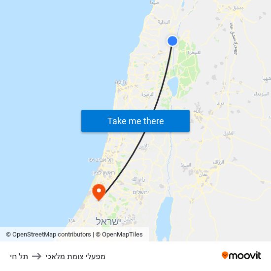 תל חי to מפעלי צומת מלאכי map