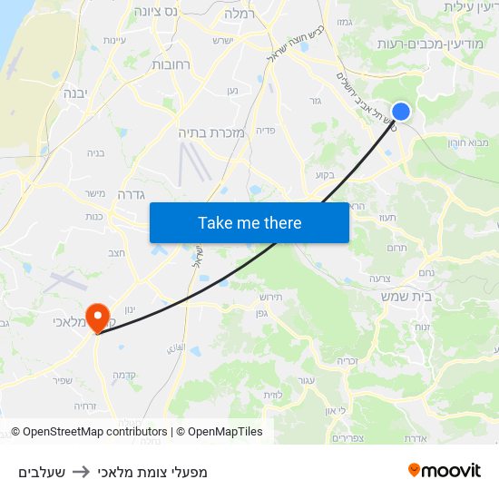 שעלבים to מפעלי צומת מלאכי map