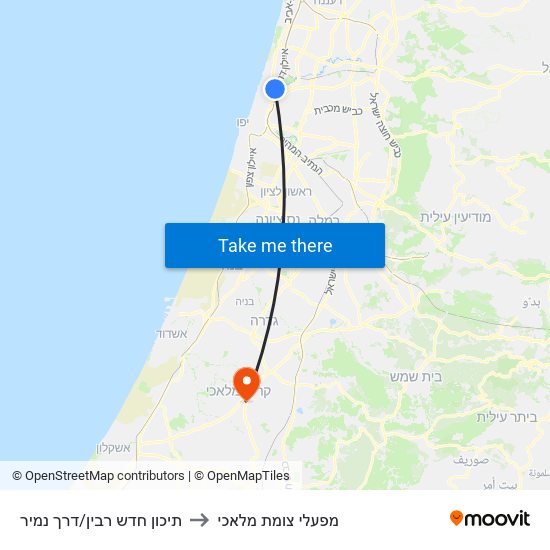 תיכון חדש רבין/דרך נמיר to מפעלי צומת מלאכי map